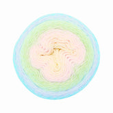 Pastel gradient yarn on a white background